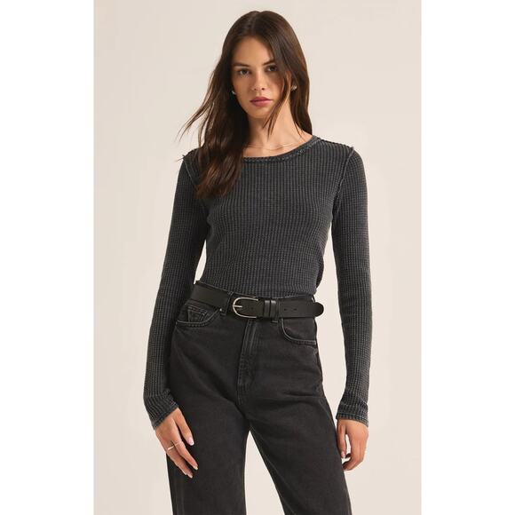 Z Supply Arlet Thermal Top - Jet Black NWT SIZE XS - Picture 1 of 5